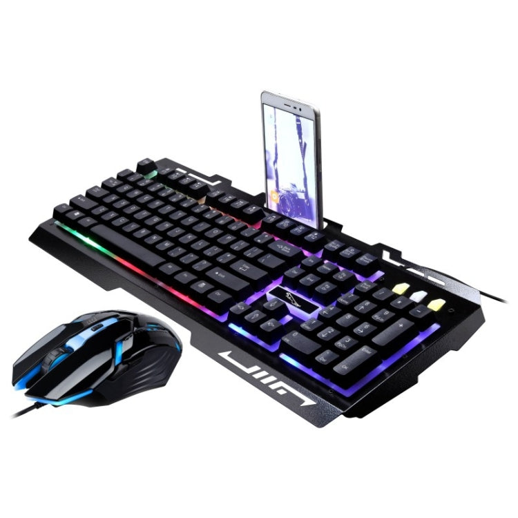 Lisslune | Chasing Leopard G700 USB RGB backlit wired optical gaming mouse and keyboard set, keyboard cable length: 1.35m, mouse cable length: 1.3m (Black)