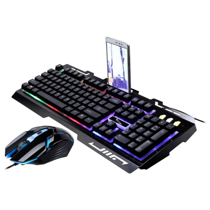 Lisslune | Chasing Leopard G700 USB RGB backlit wired optical gaming mouse and keyboard set, keyboard cable length: 1.35m, mouse cable length: 1.3m (Black)