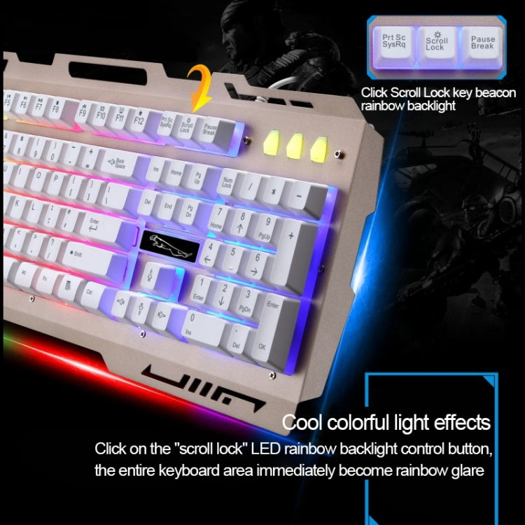 Lisslune | Chasing Leopard G700 USB RGB backlit wired optical gaming mouse and keyboard set, keyboard cable length: 1.35m, mouse cable length: 1.3m (Black)