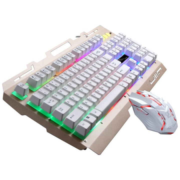 Lisslune | Chasing Leopard G700 USB RGB Backlit Wired Optical Gaming Mouse and Keyboard Set, Keyboard Cable Length: 1.35 m, Mouse Cable Length: 1.3 m (White)
