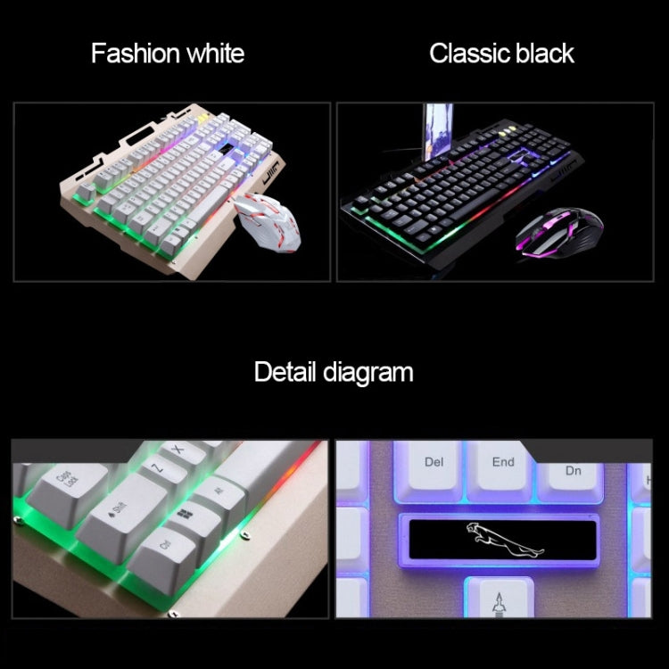 Lisslune | Chasing Leopard G700 USB RGB Backlit Wired Optical Gaming Mouse and Keyboard Set, Keyboard Cable Length: 1.35 m, Mouse Cable Length: 1.3 m (White)