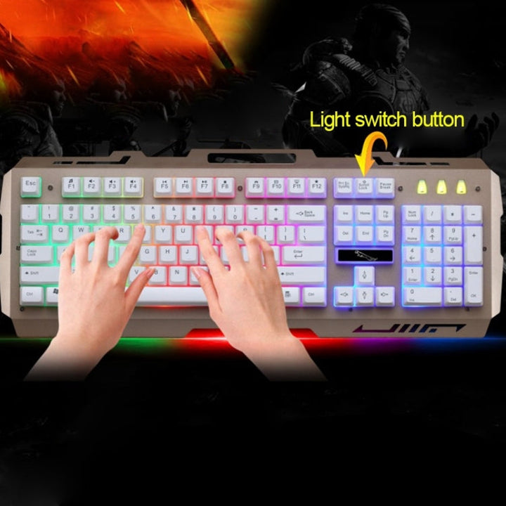 Lisslune | Chasing Leopard G700 USB RGB Backlit Wired Optical Gaming Mouse and Keyboard Set, Keyboard Cable Length: 1.35 m, Mouse Cable Length: 1.3 m (White)