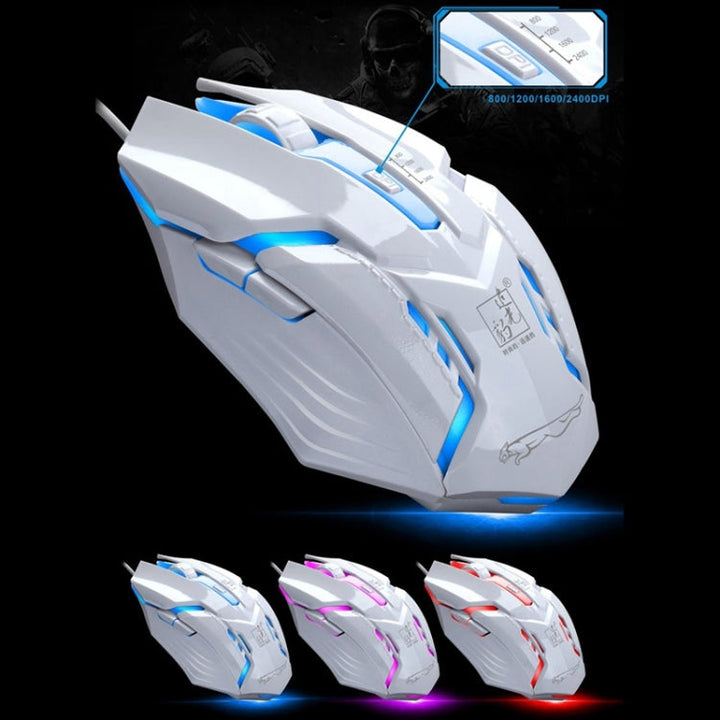 Lisslune | Chasing Leopard G700 USB RGB Backlit Wired Optical Gaming Mouse and Keyboard Set, Keyboard Cable Length: 1.35 m, Mouse Cable Length: 1.3 m (White)