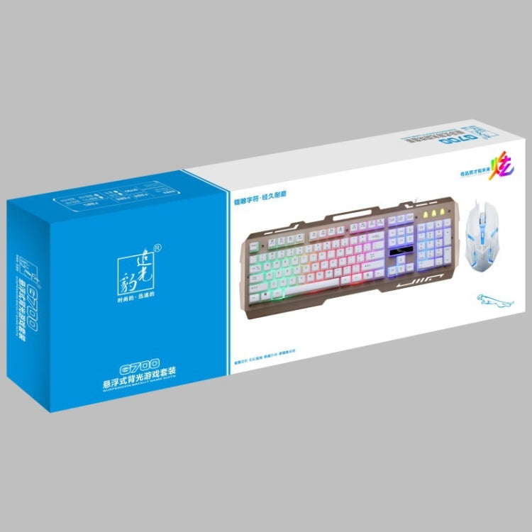 Lisslune | Chasing Leopard G700 USB RGB Backlit Wired Optical Gaming Mouse and Keyboard Set, Keyboard Cable Length: 1.35 m, Mouse Cable Length: 1.3 m (White)