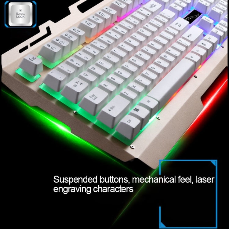 Lisslune | Chasing Leopard G700 USB RGB Backlit Wired Optical Gaming Mouse and Keyboard Set, Keyboard Cable Length: 1.35 m, Mouse Cable Length: 1.3 m (White)