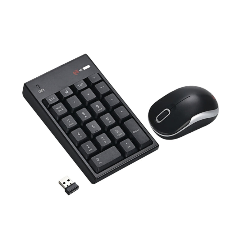 Lisslune | MC Cable MC-61CB 2.4GHz Wireless Mouse + 22-Key Numeric Keypad Keyboard with USB Receiver Set for Computer PC Laptop (Black)