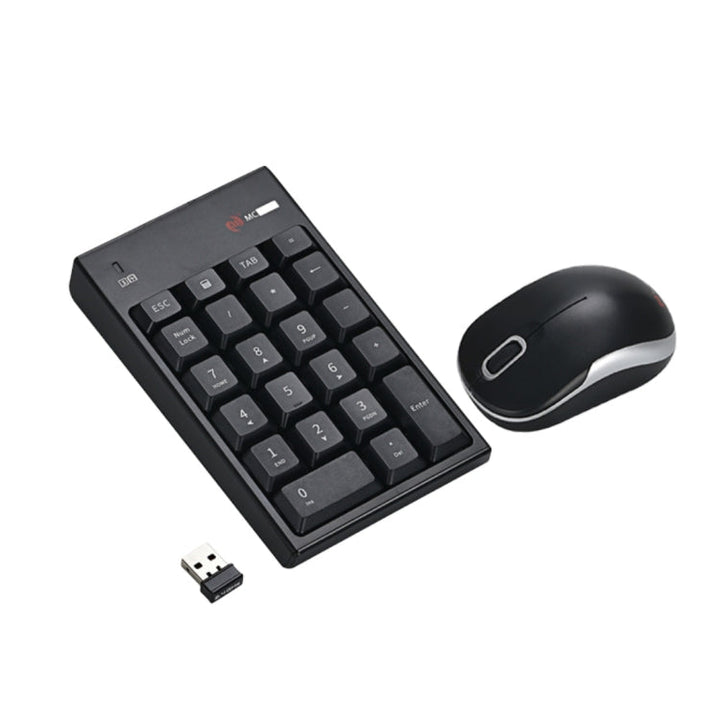 Lisslune | MC Cable MC-61CB 2.4GHz Wireless Mouse + 22-Key Numeric Keypad Keyboard with USB Receiver Set for Computer PC Laptop (Black)