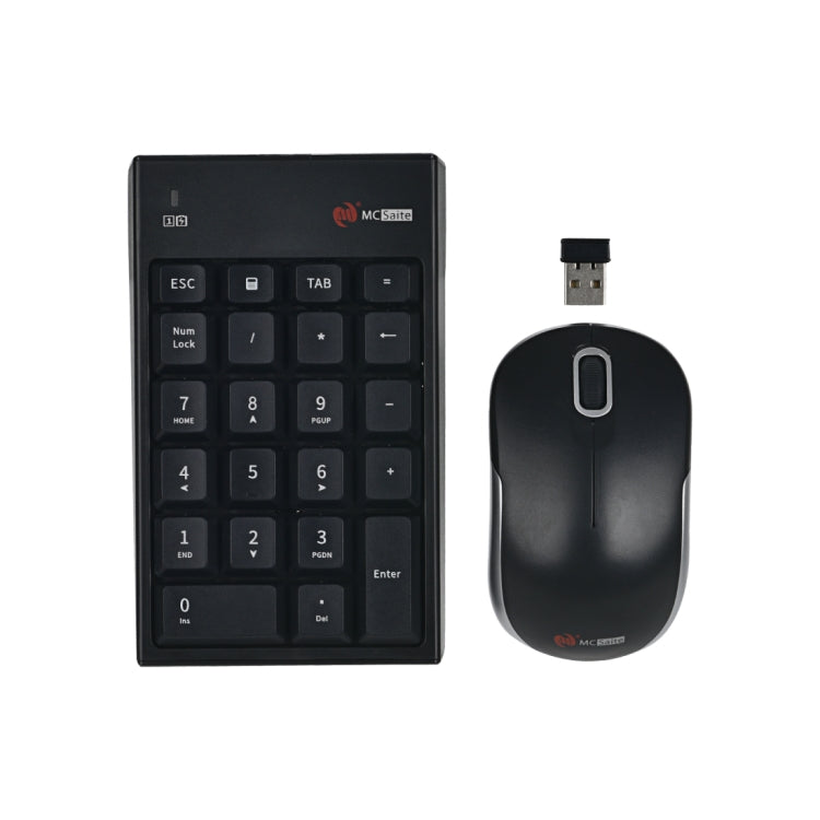 Lisslune | MC Cable MC-61CB 2.4GHz Wireless Mouse + 22-Key Numeric Keypad Keyboard with USB Receiver Set for Computer PC Laptop (Black)