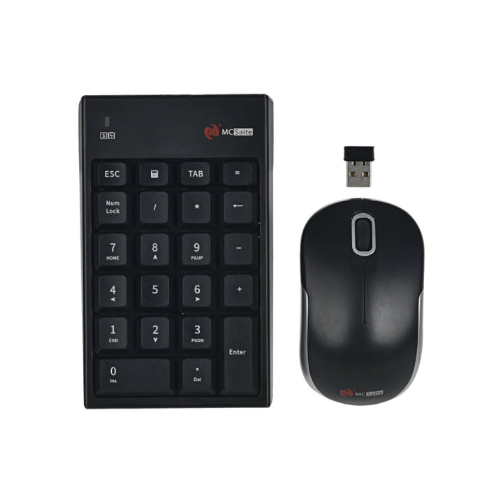 Lisslune | MC Cable MC-61CB 2.4GHz Wireless Mouse + 22-Key Numeric Keypad Keyboard with USB Receiver Set for Computer PC Laptop (Black)