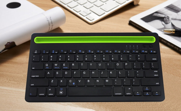 Lisslune | B908 Ultra-slim 78 Keys Bluetooth Wireless Keyboard with Concave Phone Holder (Black)