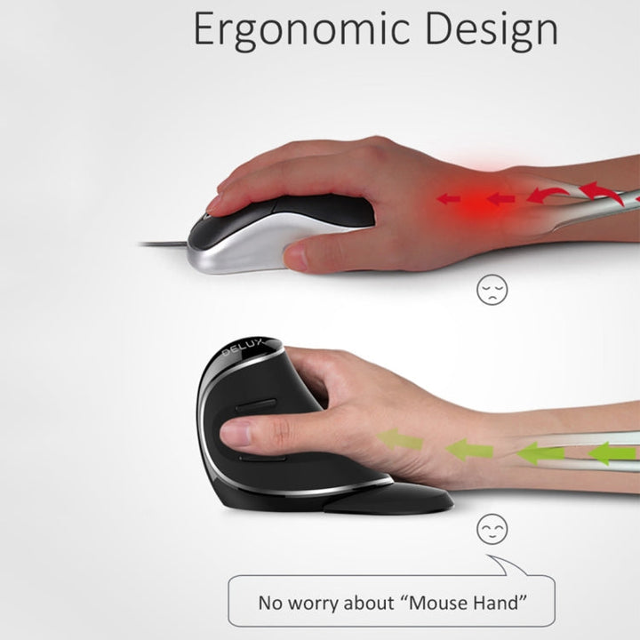 Lisslune | DELUX M618 Plus 2.4G 1600DPI Wireless Portable Vertical Ergonomic Mouse