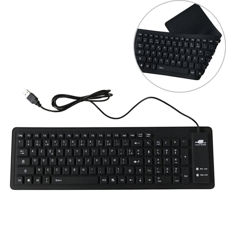 Lisslune | 103 Key French USB Wired Silicone Waterproof Keyboard Desktop Notebook Keyboard, Cable Length: 1.5 m