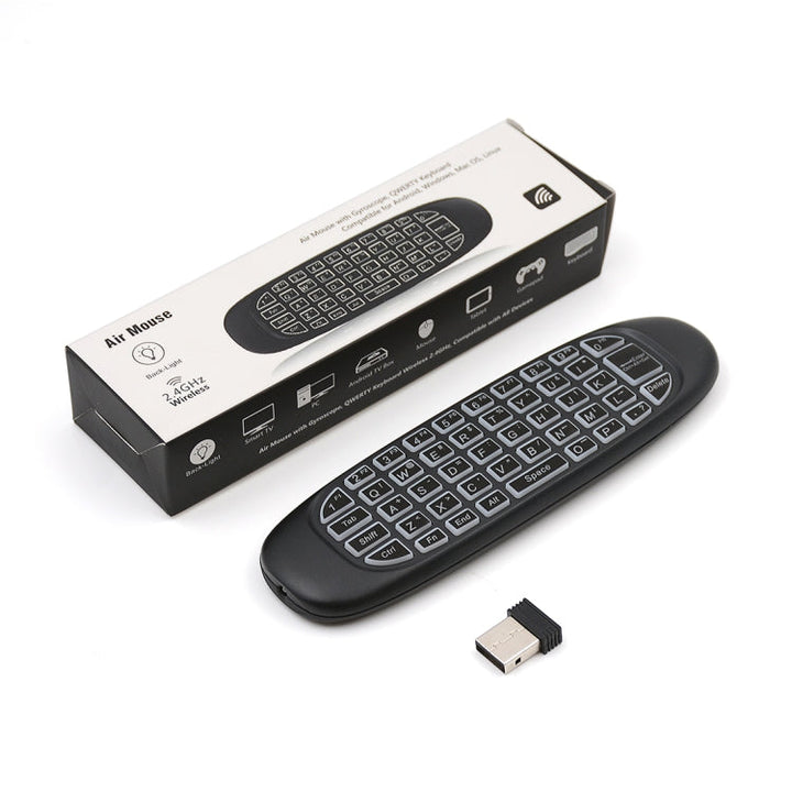 Lisslune | C120 Backlit Air Mouse 2.4GHz Wireless Keyboard 3D Gyroscope Sensor Android Remote Control for PC, Android TV Box / Smart TV, Game Devices