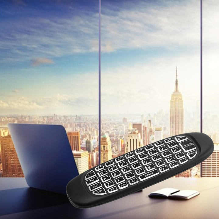 Lisslune | C120 Backlit Air Mouse 2.4GHz Wireless Keyboard 3D Gyroscope Sensor Android Remote Control for PC, Android TV Box / Smart TV, Game Devices