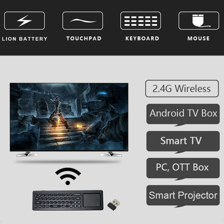 Lisslune | T6 Colored Light Version Air Mouse 2.4GHz Wireless Keyboard Remote Control with Touchpad & IR Learning for PC, Android TV Box / Smart TV, Multimedia Devices