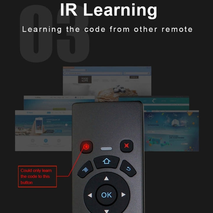 Lisslune | T6 Colored Light Version Air Mouse 2.4GHz Wireless Keyboard Remote Control with Touchpad & IR Learning for PC, Android TV Box / Smart TV, Multimedia Devices