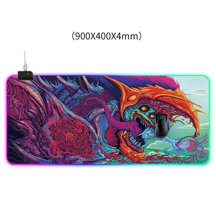 Lisslune | Computer Monster Pattern Illuminated Mouse Pad, Size: 90 x 40 x 0.4cm