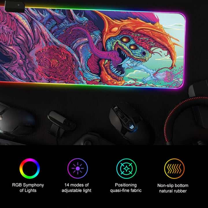 Lisslune | Computer Monster Pattern Illuminated Mouse Pad, Size: 90 x 40 x 0.4cm