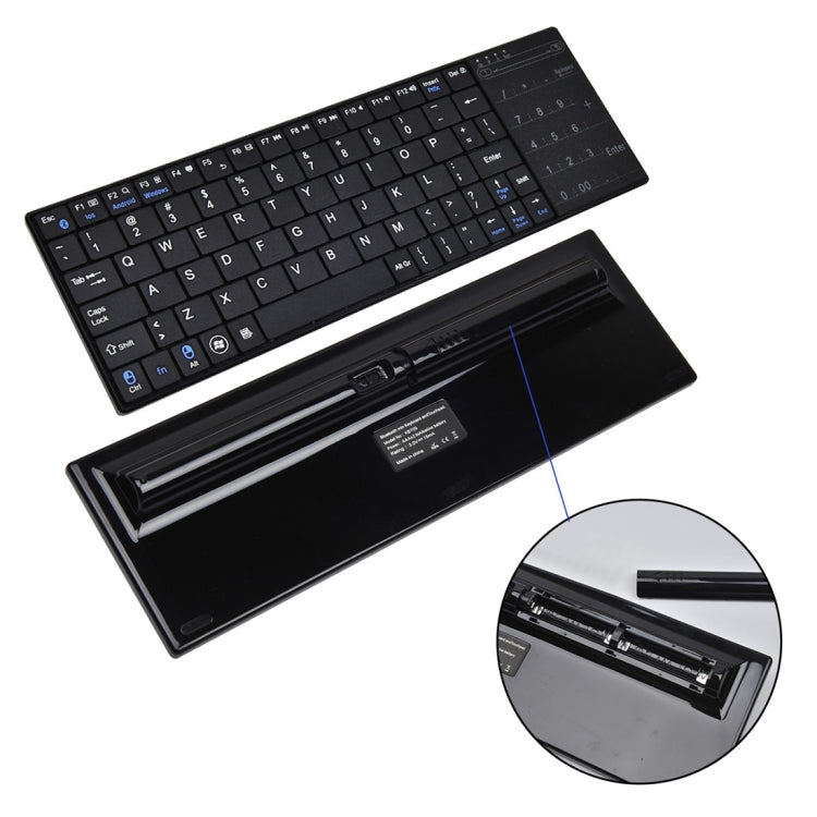 Lisslune | K-07 ABS wireless rechargeable Bluetooth touch keyboard (Black)
