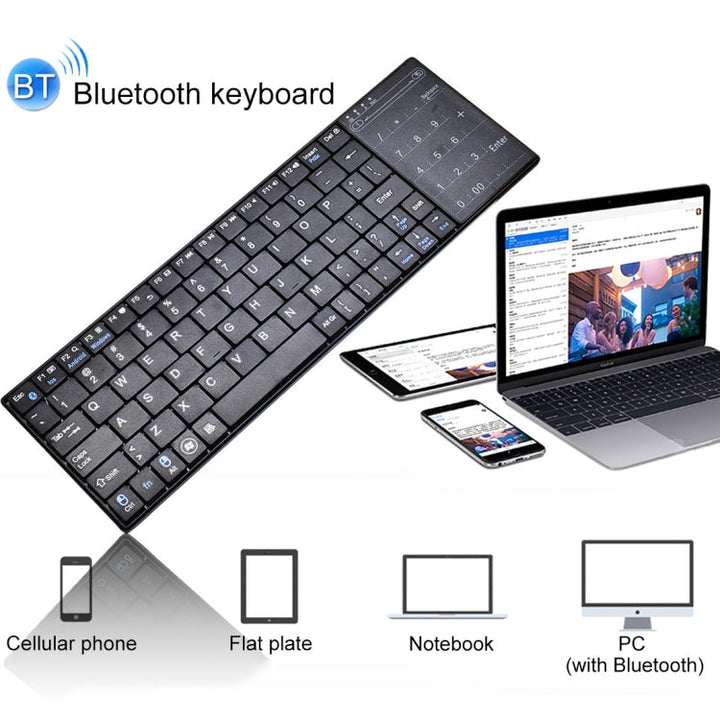 Lisslune | K-07 ABS wireless rechargeable Bluetooth touch keyboard (Black)