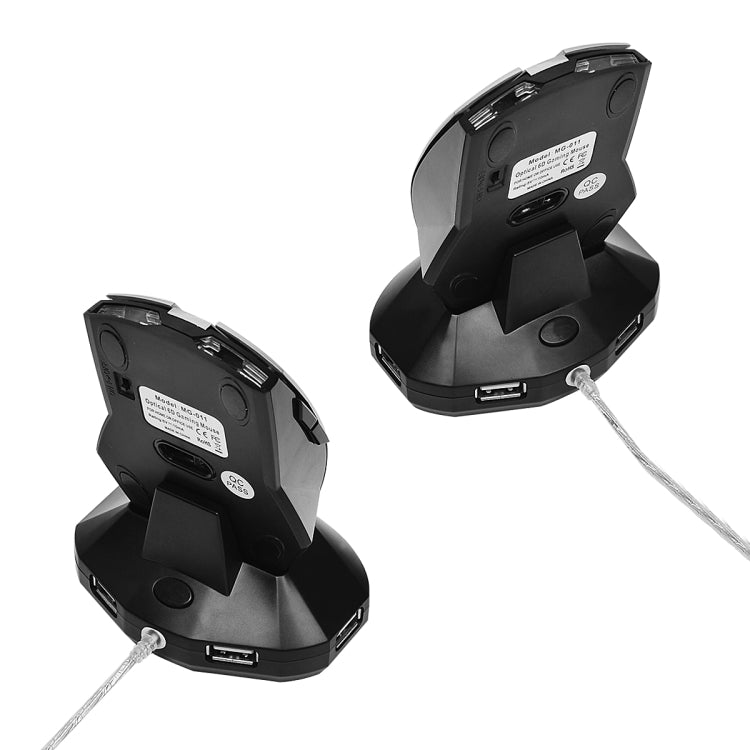 Lisslune | MZ-011 2.4GHz 1600DPI Wireless Rechargeable Optical Mouse with HUB Function (Black Silver)