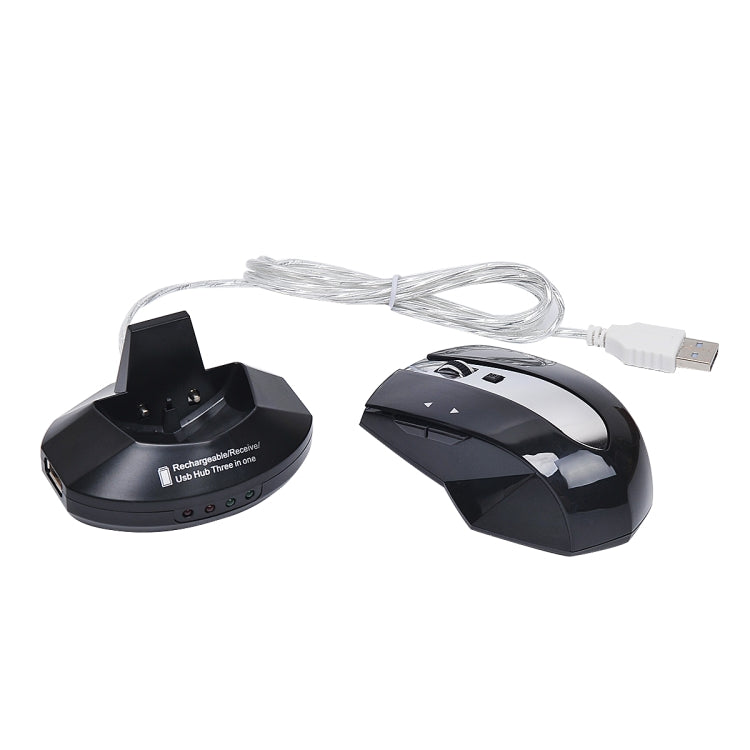 Lisslune | MZ-011 2.4GHz 1600DPI Wireless rechargeable optical mouse with HUB function (Black)