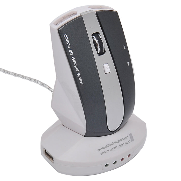 Lisslune | MZ-011 2.4GHz 1600DPI Wireless Rechargeable Optical Mouse with HUB Function (White + Royal Blue)