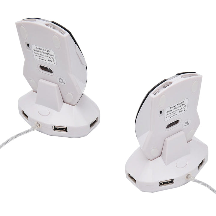 Lisslune | MZ-011 2.4GHz 1600DPI Wireless Rechargeable Optical Mouse with HUB Function (White + Royal Blue)