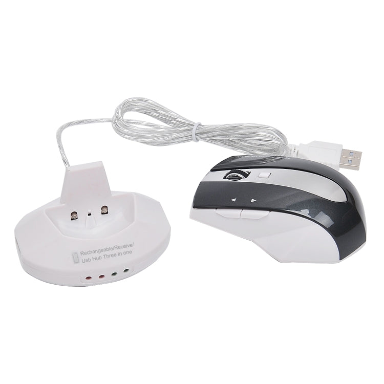 Lisslune | MZ-011 2.4GHz 1600DPI Wireless Rechargeable Optical Mouse with HUB Function (White + Royal Blue)