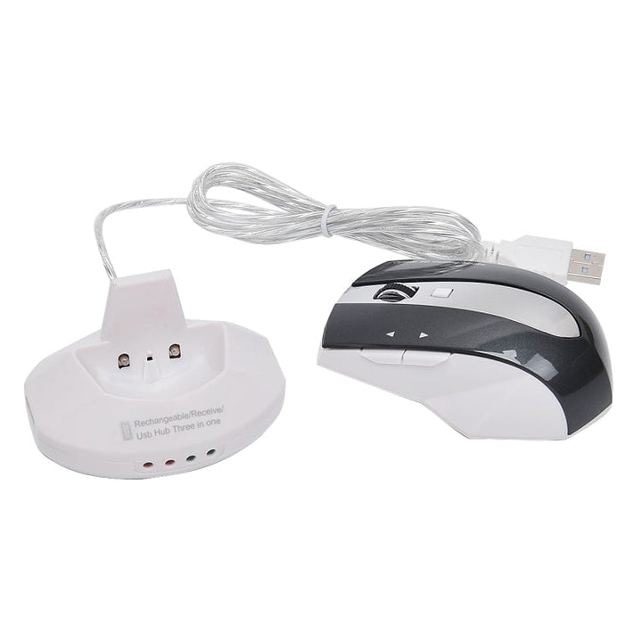 Lisslune | MZ-011 2.4GHz 1600DPI Wireless Rechargeable Optical Mouse with HUB Function (White + Royal Blue)