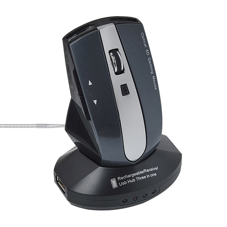 Lisslune | MZ-011 2.4GHz 1600DPI Wireless Rechargeable Optical Mouse with HUB Function (Blue)