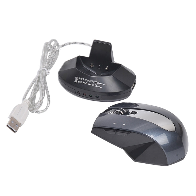 Lisslune | MZ-011 2.4GHz 1600DPI Wireless Rechargeable Optical Mouse with HUB Function (Blue)