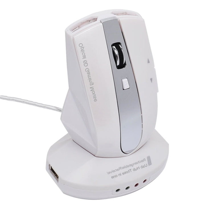 Lisslune | MZ-011 2.4GHz 1600DPI Wireless rechargeable optical mouse with HUB function (Pearl White)