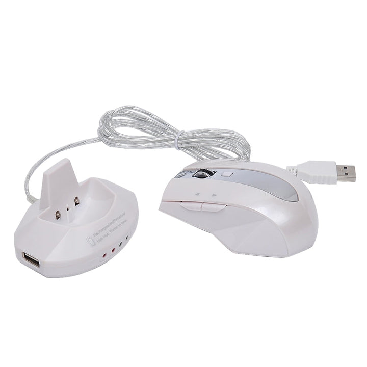Lisslune | MZ-011 2.4GHz 1600DPI Wireless rechargeable optical mouse with HUB function (Pearl White)