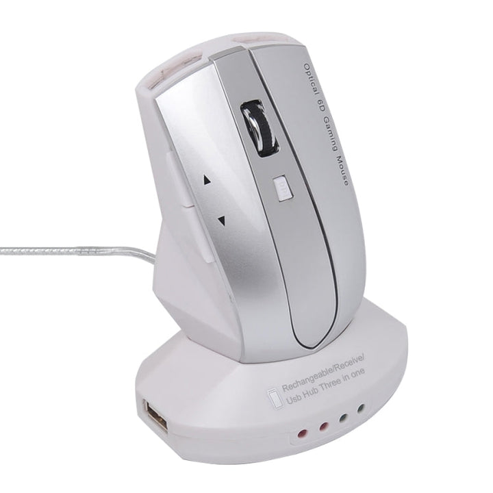 Lisslune | MZ-011 2.4GHz 1600DPI wireless rechargeable optical mouse with HUB function (Silver)