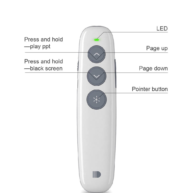 Lisslune | Doosl DSIT007 2.4 GHz rechargeable PowerPoint presentation wireless clicker remote control pen, control range: 100m (White)