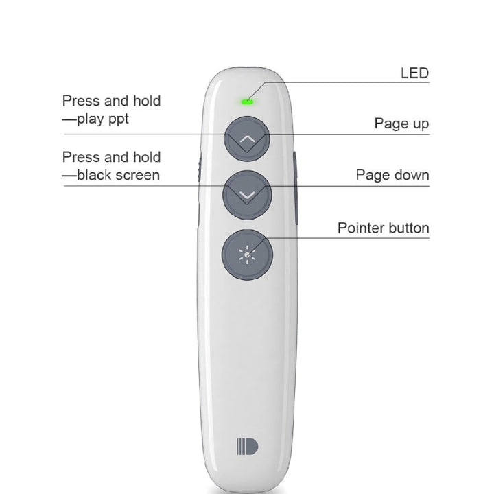 Lisslune | Doosl DSIT007 2.4 GHz rechargeable PowerPoint presentation wireless clicker remote control pen, control range: 100m (White)