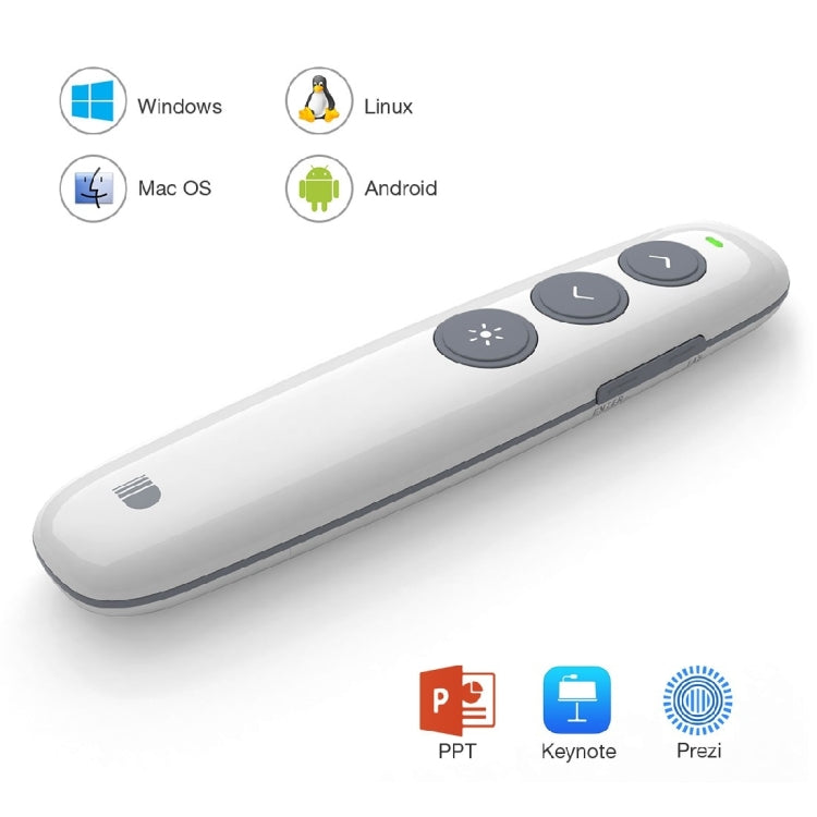 Lisslune | Doosl DSIT007 2.4 GHz rechargeable PowerPoint presentation wireless clicker remote control pen, control range: 100m (White)