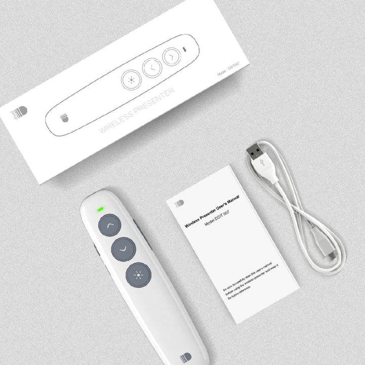 Lisslune | Doosl DSIT007 2.4 GHz rechargeable PowerPoint presentation wireless clicker remote control pen, control range: 100m (White)