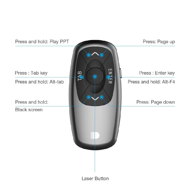 Lisslune | Doosl DSIT011 2.4GHz Mini rechargeable PowerPoint presentation remote control, control distance: 100m (Black)