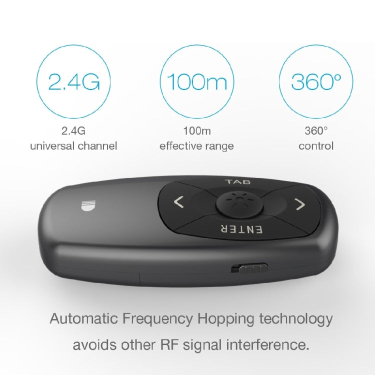 Lisslune | Doosl DSIT011 2.4GHz Mini rechargeable PowerPoint presentation remote control, control distance: 100m (Black)