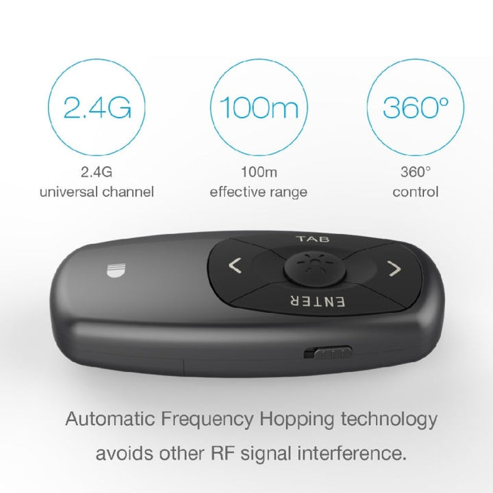 Lisslune | Doosl DSIT011 2.4GHz Mini rechargeable PowerPoint presentation remote control, control distance: 100m (Black)
