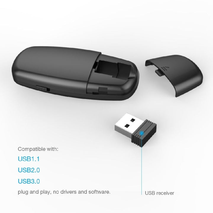 Lisslune | Doosl DSIT011 2.4GHz Mini rechargeable PowerPoint presentation remote control, control distance: 100m (Black)