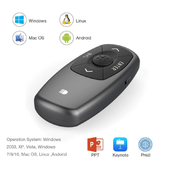 Lisslune | Doosl DSIT011 2.4GHz Mini rechargeable PowerPoint presentation remote control, control distance: 100m (Black)