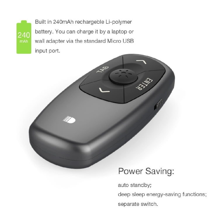 Lisslune | Doosl DSIT011 2.4GHz Mini rechargeable PowerPoint presentation remote control, control distance: 100m (Black)