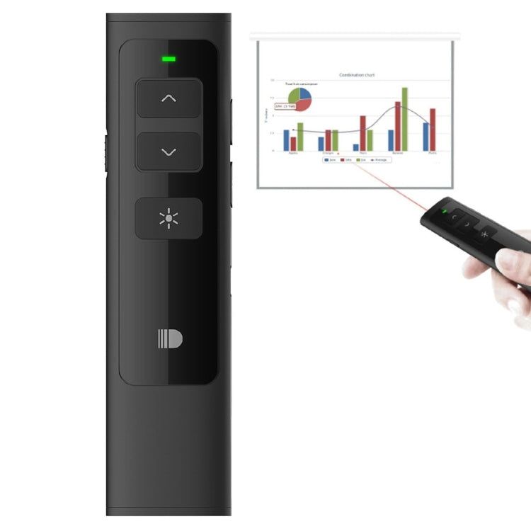 Lisslune | Doosl DSIT013 2.4GHz rechargeable PowerPoint presentation remote control multifunctional laser pointer for PowerPoint / Keynote / Prezi, control range: 100m (Black)