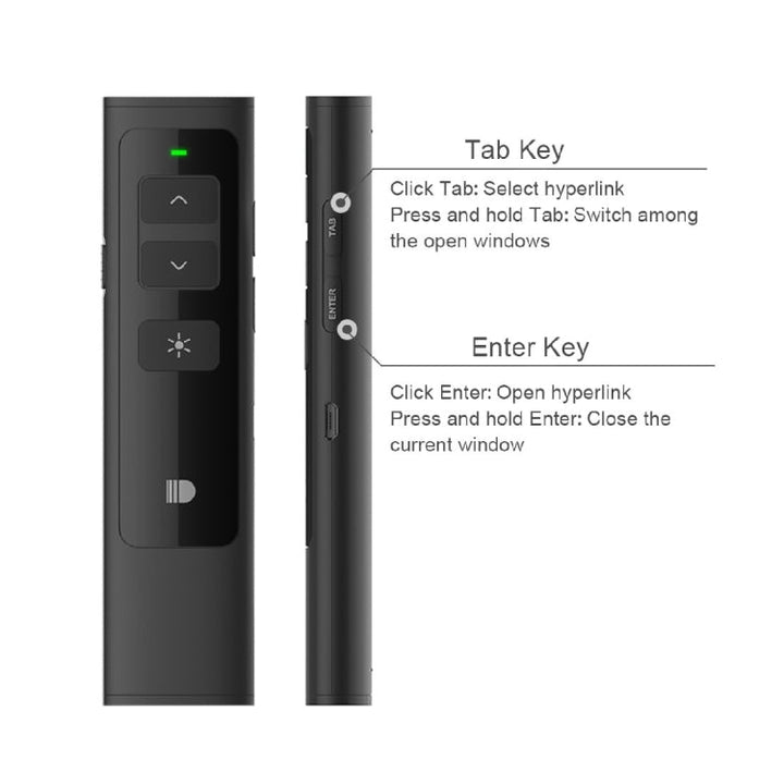 Lisslune | Doosl DSIT013 2.4GHz rechargeable PowerPoint presentation remote control multifunctional laser pointer for PowerPoint / Keynote / Prezi, control range: 100m (Black)
