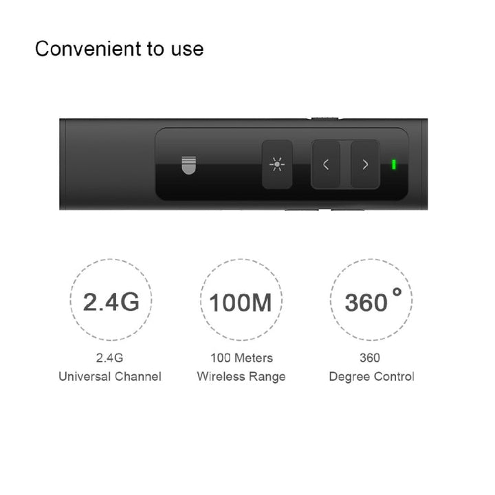 Lisslune | Doosl DSIT013 2.4GHz rechargeable PowerPoint presentation remote control multifunctional laser pointer for PowerPoint / Keynote / Prezi, control range: 100m (Black)