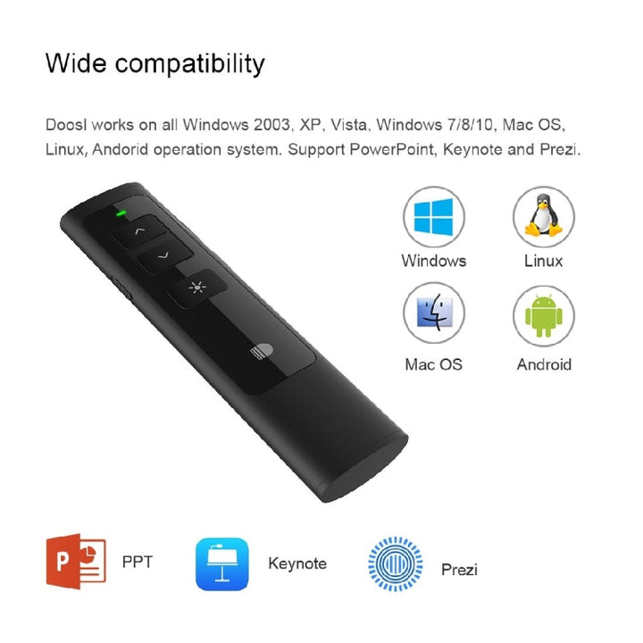Lisslune | Doosl DSIT013 2.4GHz rechargeable PowerPoint presentation remote control multifunctional laser pointer for PowerPoint / Keynote / Prezi, control range: 100m (Black)