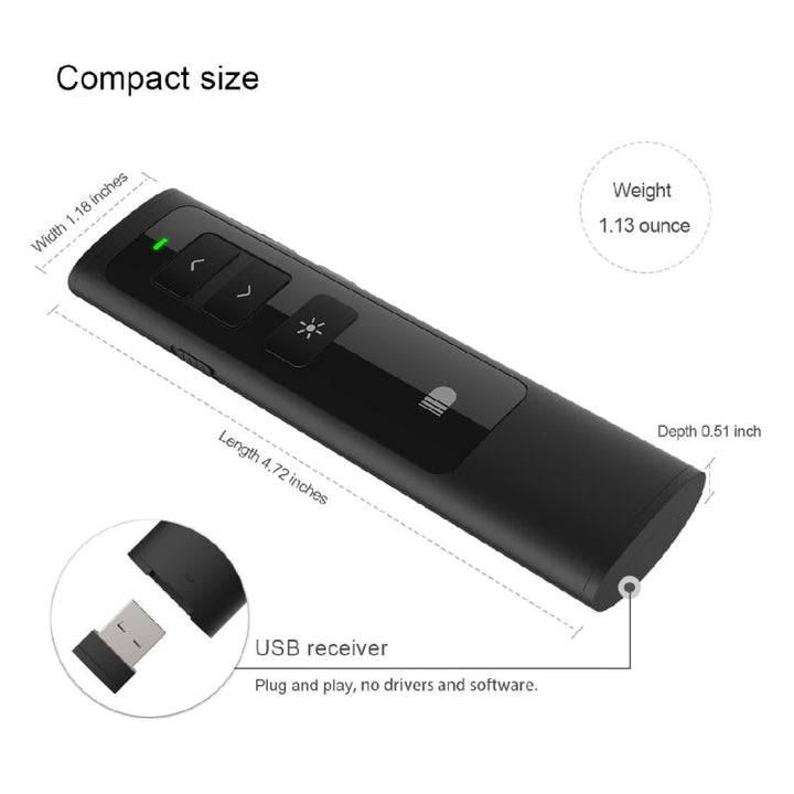 Lisslune | Doosl DSIT013 2.4GHz rechargeable PowerPoint presentation remote control multifunctional laser pointer for PowerPoint / Keynote / Prezi, control range: 100m (Black)